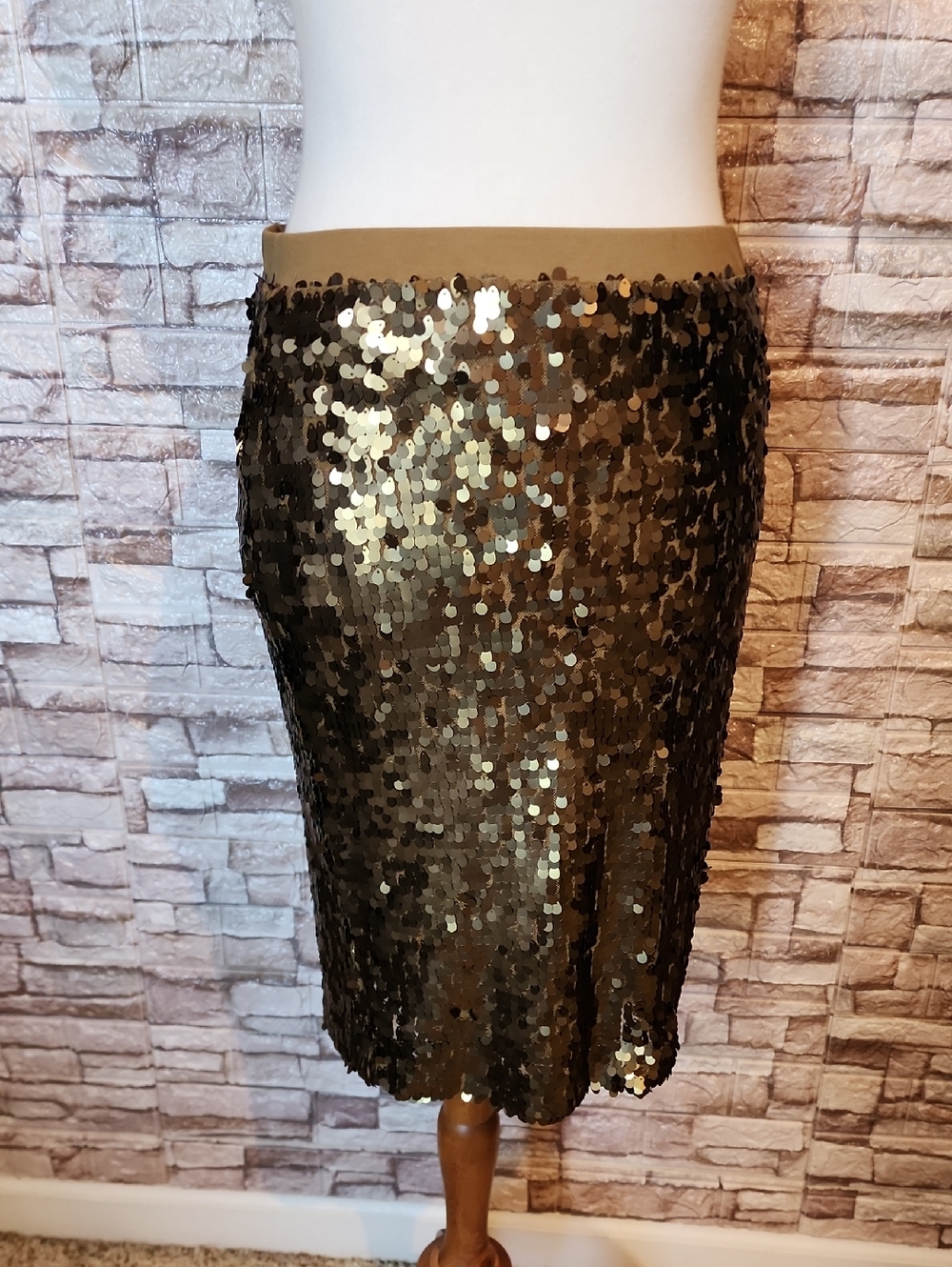 New York Company Sequined Pencil Skirt - Gold